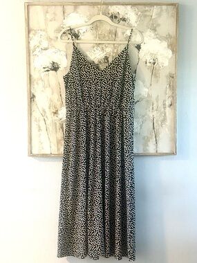 H&M Black Midi Dress with White Polka Dots